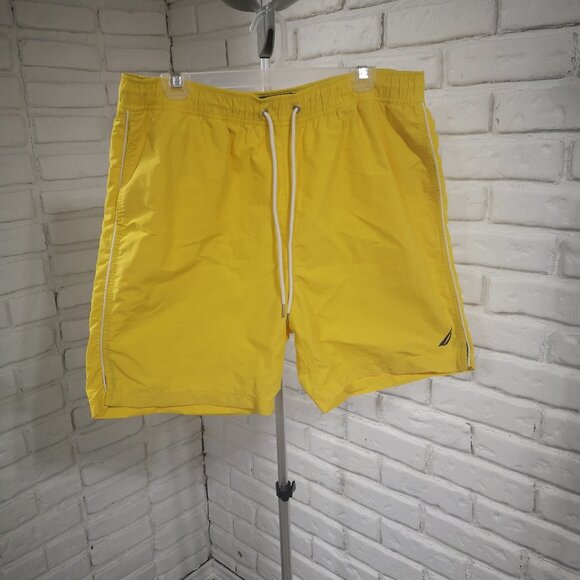 Nautica Men's Yellow Mesh Lined Swim Shorts - Picture 1 of 11